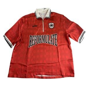 Zara Reformulate Polo Shirt - Red and White - Size XL